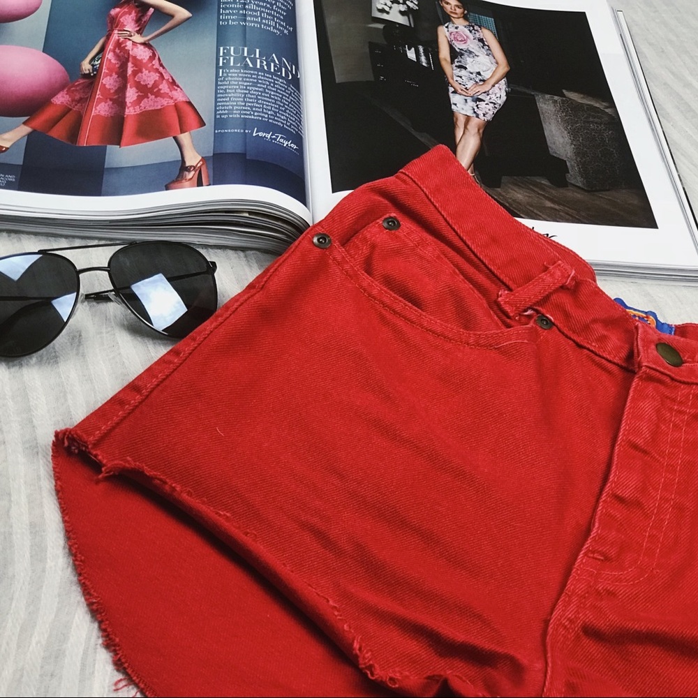 Vintage Red Cutoff Shorts